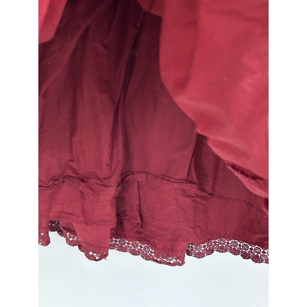 Anthropologie Tiered Lace Maxi Skirt Size XL Wine Burgundy Rodeo Boho Cowgirl - Picture 6 of 10